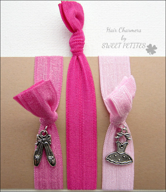 Hair Charmers - Pink Ballerina - Set Of 3 - Elastic Hair Ties - Mane Accessory