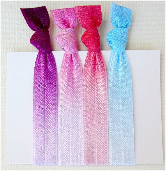 Tie Dyed Hair Ties - Set Of 4 - Ombre Tie Dye Collection - Mane Accessory