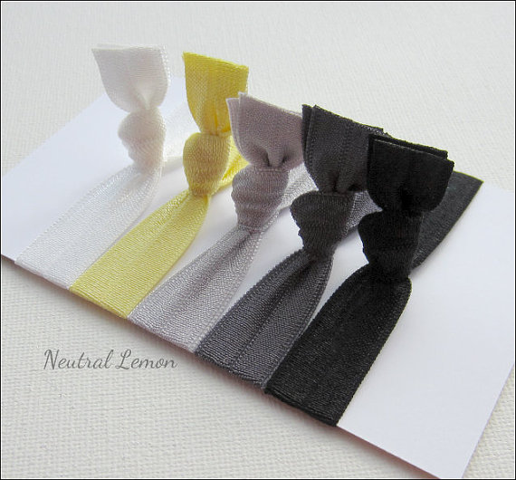Elastic Hair Ties Set Of 5 Neutral Lemon Collection Mane